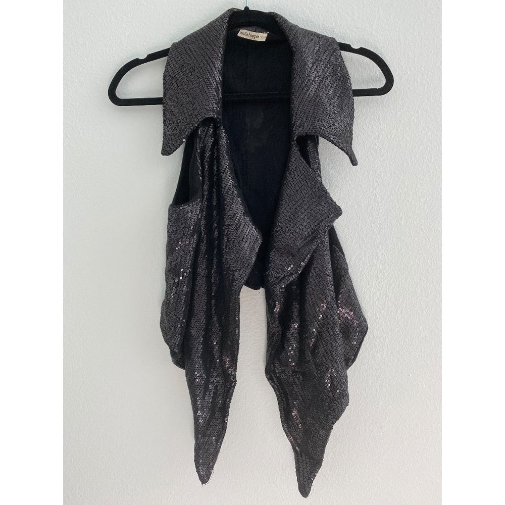 Haute Hippie Black Sequin Vest Top